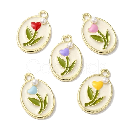 Rack Plating Alloy Enamel Pendants X-FIND-I039-033G-1