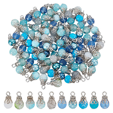 100Pcs Glass Pendants PALLOY-HY00102-1
