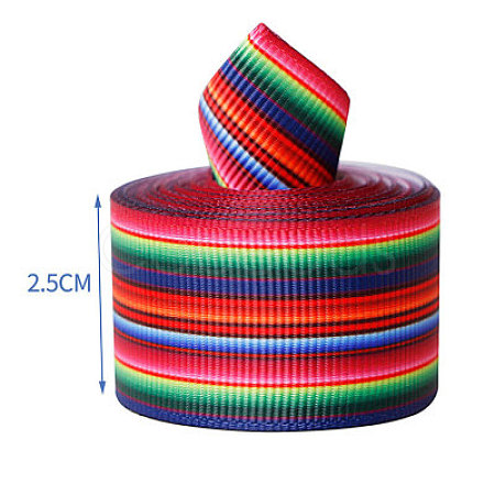 Stripe Pattern Printed Polyester Grosgrain Ribbon X-OCOR-TAC0009-01H-A-1