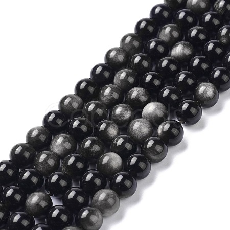 Natural Silver Obsidian Beads Strands G-D083-01B-1