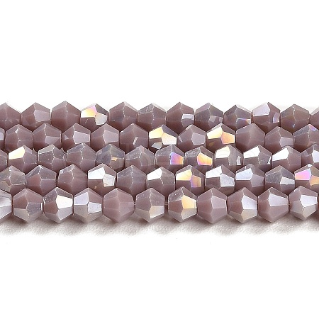 Opaque Solid Color Electroplate Glass Beads Strands EGLA-A039-P4mm-B13-1