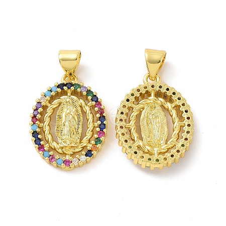 Rack Plating Eco-Friendly Brass Micro Pave Cubic Zirconia Pendants KK-F844-04G-1