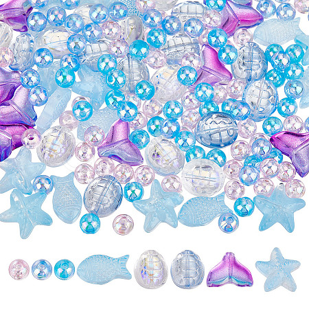 Transparent Spray Painted Glass & Acrylic Beads Findings Kits FIND-HY0004-64A-1