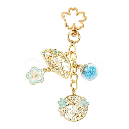 Flower Alloy Enamel & Glass Pendant Decorations HJEW-YW00200-04-1