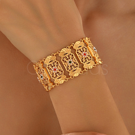 Vintage Brass Micro Pave Cubic Zirconia Link Chain Bracelets for Women YN3054-1