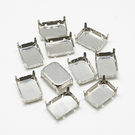 Non-Tarnish 201 Stainless Steel Sew on Prong Settings STAS-T032-05-8x10mm-1