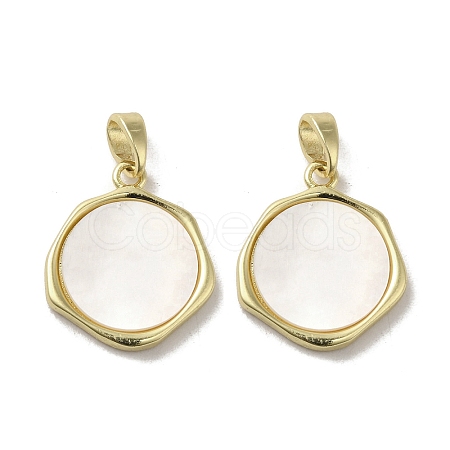 Brass Pave Shell Pendants KK-I708-14B-G-1