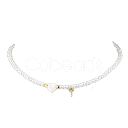 Brass Micro Pave Grade AAA Cubic Zirconia Letter Pendant Necklaces NJEW-JN04771-20-1