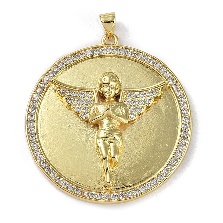 Rack Plating Brass Micro Pave Clear Cubic Zirconia Pendants KK-K341-53B-G-1