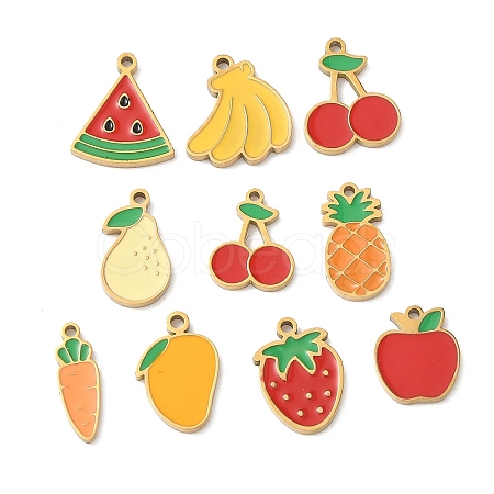 201 Stainless Steel Enamel Charms STAS-C138-03G-1