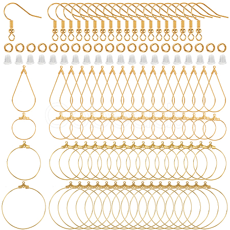 DIY Brass Teardrop & Ring Dangle Earring Making Kit KK-SP0002-10A-1