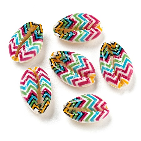Printed Natural Shell Beads BSHE-G037-01L-1