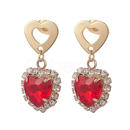 Glass Heart Dangle Stud Earrings EJEW-TA00215-1