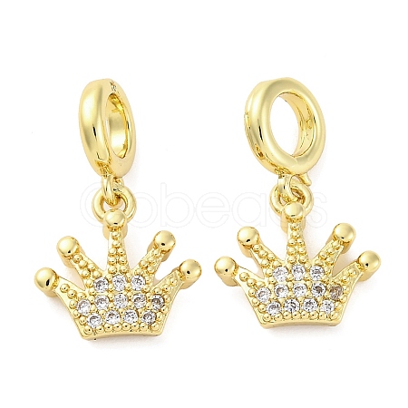 Brass Micro Pave Cubic Zirconia European Dangle Charms KK-D325-14G-1