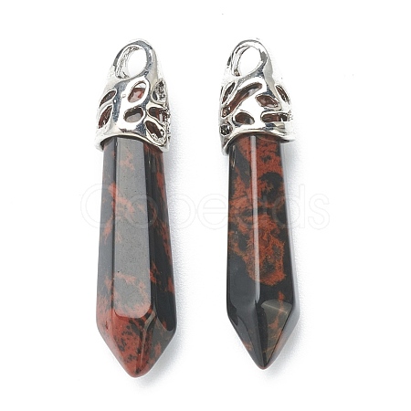 Bullet Natural Mahogany Obsidian Pointed Pendants G-E332-C37-1