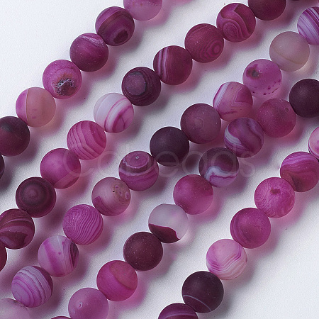 Natural Grade A Striped Agate/Banded Agate Beads Strands G-E478-01-6mm-1