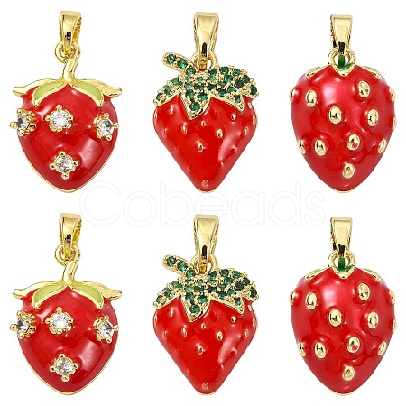 6Pcs 3 Styles Brass Enamel Pendants KK-CJ0004-14-1