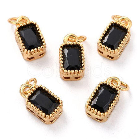 Real 18K Gold Plated Brass Inlaid Cubic Zirconia Charms ZIRC-L100-075G-07-1