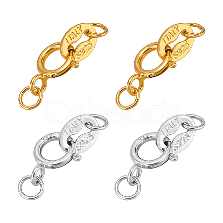 4Pcs 2 Colors 925 Sterling Silver Spring Ring Clasps STER-PH0003-71-1
