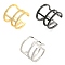 Brass Triple Lines Open Cuff Ring with Cubic Zirconia, Lead Free & Cadmium Free, Mixed Color, Inner Diameter: 16.2~16.4mm