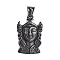 304 Stainless Steel Pendants, Buddha, Electrophoresis Black, 36x22.5x8mm, Hole: 5x7mm