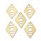 PandaHall Elite 10Pcs Brass Pendant, Rhombus with Moon Phase, Hollow, Raw(Unplated), 40x26x0.5mm, Hole: 1.2mm