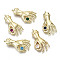 Brass Micro Pave Cubic Zirconia Pendants, Palm, Real 18K Gold Plated, Nickel Free, Mixed Color, 33x17x6mm, Hole: 1.4mm