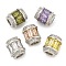 Rack Plating Brass Micro Pave Cubic Zirconia European Beads, Long-Lasting Plated, Lead Free & Cadmium Free, Column, Platinum, Mixed Color, 11.5x10mm, Hole: 4.5mm