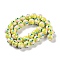 Handmade Porcelain Beads Strands, Hand Drawn Beads, with Enamel, Round, Green Yellow, 10~11x9mm, Hole: 1.5mm, about 35pcs/strand, 12.80 inch(32.5cm)