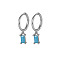 Anti-Tarnish Platinum Rhodium Plated 925 Sterling Silver Dangle Hoop Earrings for Women, Rectangle, Deep Sky Blue, 19.8mm