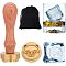 Olycraft 1Pc Brass Stamp Head, with 1Pc Rectangle Velvet Pouches and 1Pc Pear Wood Handle, for Wax Seal Stamp, Bear Pattern, 3pcs/set