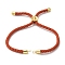 Cotton Cord Bracelet Making, with Brass Findings, Flat Round with Tree of Life, Real 18K Gold Plated, Orange Red, 8-5/8 inch(22cm), Hole: 2mm