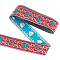 Ethnic style Embroidery Polyester Ribbons, Jacquard Ribbon, Garment Accessories, Floral Pattern, FireBrick, 1-1/4 inch(33mm), about 7.66 Yards(7m)/Roll