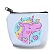 Unicorn Pattern PU Leather Wallets with Iron Zipper & PVC Findings, Change Purse, Clutch Bag for Women, Light Sky Blue, 9.5~9.8x10.8~11x2.4~2.8cm