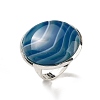 Natural Banded Agate Round Adjustable Rings RJEW-K371-09S-27-2