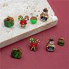 4 Pairs Candy Cane & Snowman & Christmas Gift Printed Wood Stud Earrings EJEW-OY001-01-3