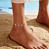 925 Sterling Silver Cable Chain Anklet AJEW-Z029-13G-3