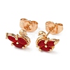 Brass Rhinestone Stud Earrings EJEW-Z021-06KCG-1