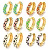 Rack Plating Rhombus Pattern Brass Enamel Hoop Earrings EJEW-C102-47G-1