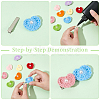 32Pcs 8 Colors Heart Wool Knitting with Plastic Pearl Cabochons DIY-FG0005-57-4