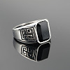 304 Stainless Steel & Obsidian Finger Rings for Men FS-WG9DF95-01-2