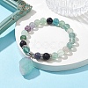 Natural Fluorite Beaded Stretch Bracelets BJEW-JB10070-01-3
