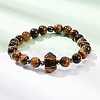 Natural Tiger Eye Beaded Stretch Bracelet for Women BJEW-A145-01E-2