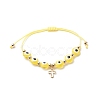 Brass Tiny Cross Charms Braided Beaded Bracelets for Women BJEW-JB08743-2