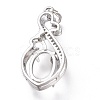 Brass Micro Pave Clear Cubic Zirconia Open Back Bezel Pendant Cabochon Settings ZIRC-I049-09-4
