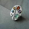 Adjustable Alloy with Resin Finger Rings RJEW-Z120-01AS-2
