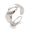 Non-Tarnish 304 Stainless Steel Twist Rope Open Cuff Ring for Women RJEW-F131-17P-1