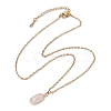 Natural Rose Quartz Oval Pendant Necklace NJEW-JN04487-01-4