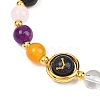 12 Zodiac Sign Natural Black Obsidian Round Beads Stretch Bracelets for Men Women WG228FC-09-3