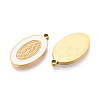 Religion 304 Stainless Steel & Enamel Oval Pendants STAS-T073-14G-2